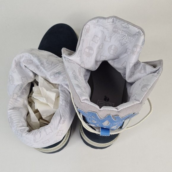 Timberland Roll Top Boys Boots Waterproof Navy Leather Winter New - Picture 8 of 12